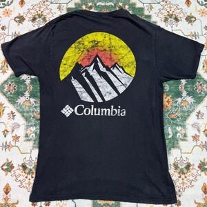 Columbia Mens T-Shirt Black Graphic Logo Mountain Short Sleeve Tee